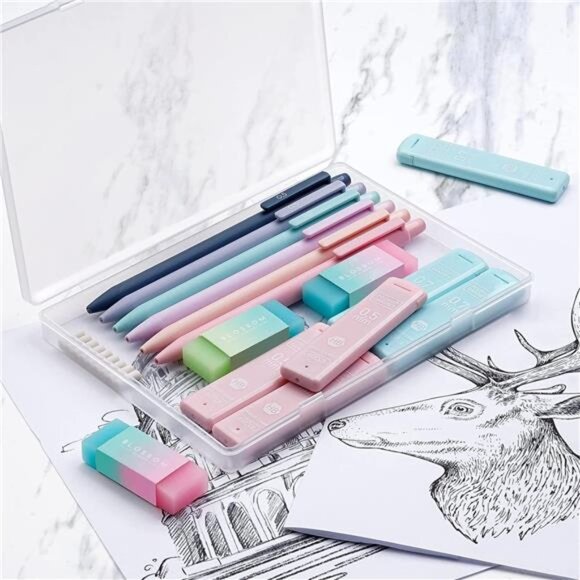Four Candies Cute Mechanical 6pcs Pencil Set,‎ 0.5 & 0.7mm for Girls Writing - Picture 4 of 6